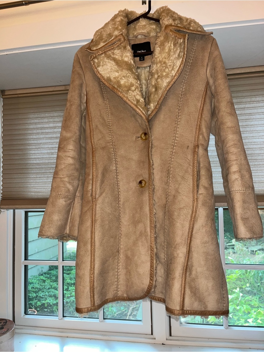Mossimo Supply Co. Tan Faux Shearling Trench Coat